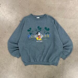 intage Disney Mickey Mouse Wisconsin Tultex Green 90s Crewneck Size XL
